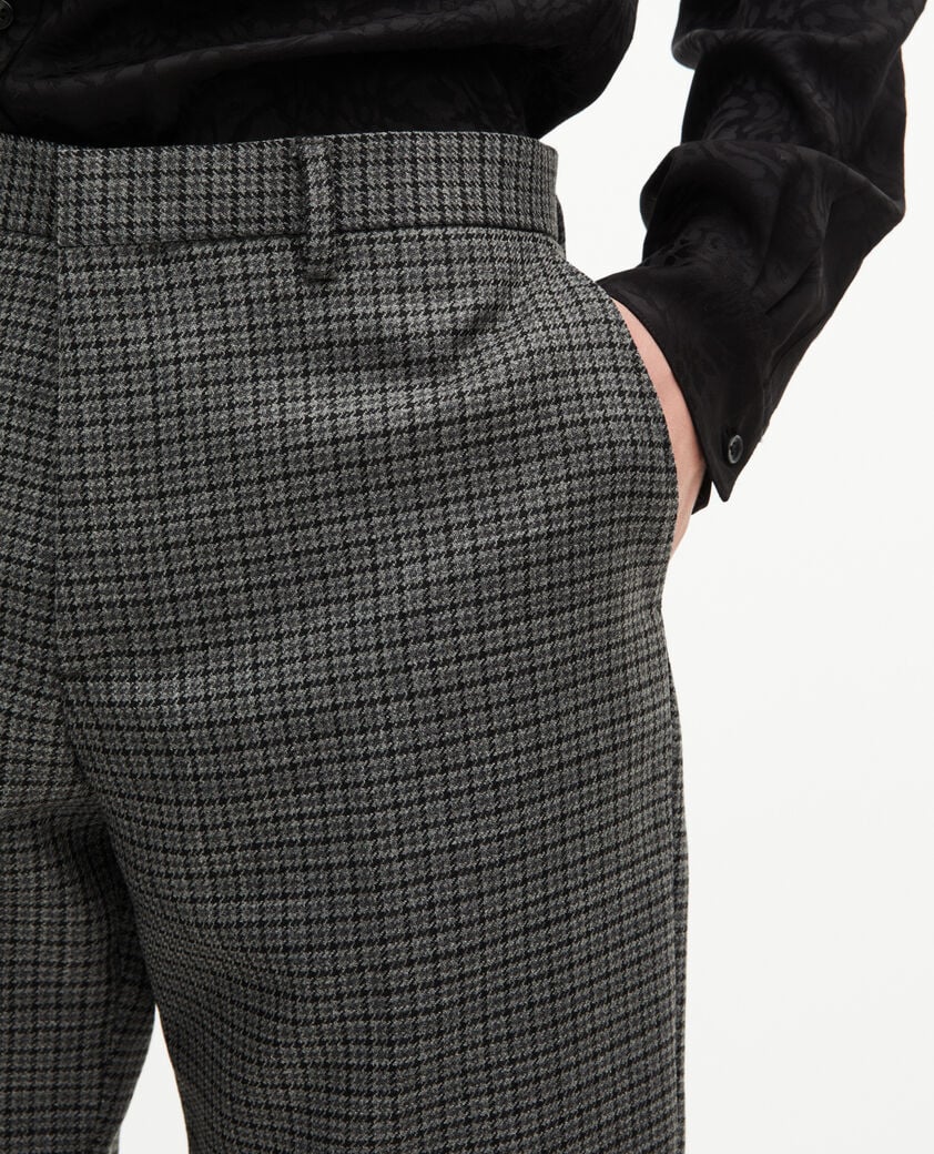 The Kooples H GREY black and grey houndstooth straight-leg suit pants