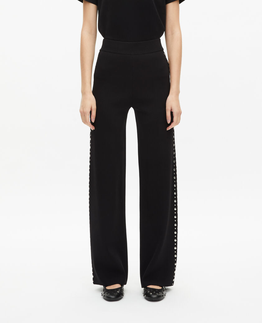 The Kooples FEMME BLACK pantalon en maille avec studs noir