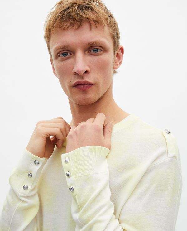 The Kooples HOMME YELLOW - ECRU pull en laine mérinos tie and dye jaune