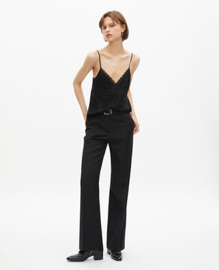 The Kooples FEMME BLACK pantalon tailleur en laine coupe droite noir 