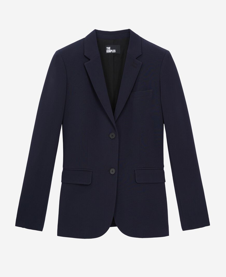 The Kooples FEMME DARK NAVY veste tailleur en crêpe coupe structurée bleu marine 