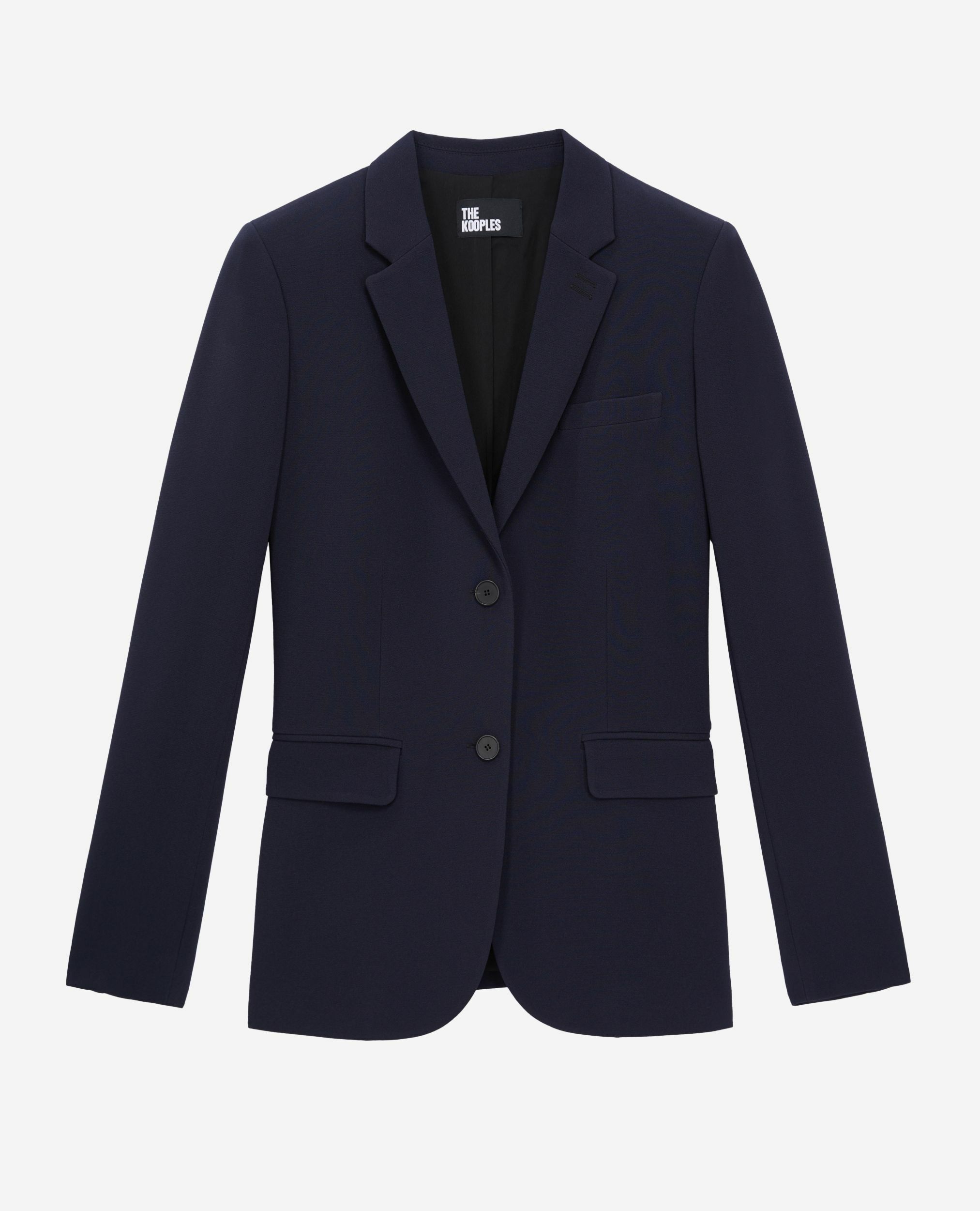 Veste tailleur en crêpe coupe structurée bleu marine , DARK NAVY, hi-res image number null