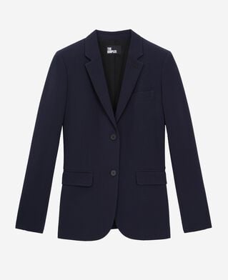 The Kooples FEMME DARK NAVY veste tailleur en crêpe coupe structurée bleu marine 