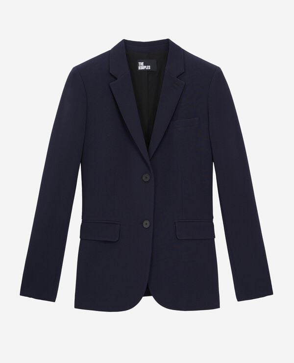 The Kooples FEMME DARK NAVY veste tailleur en crêpe coupe structurée bleu marine 