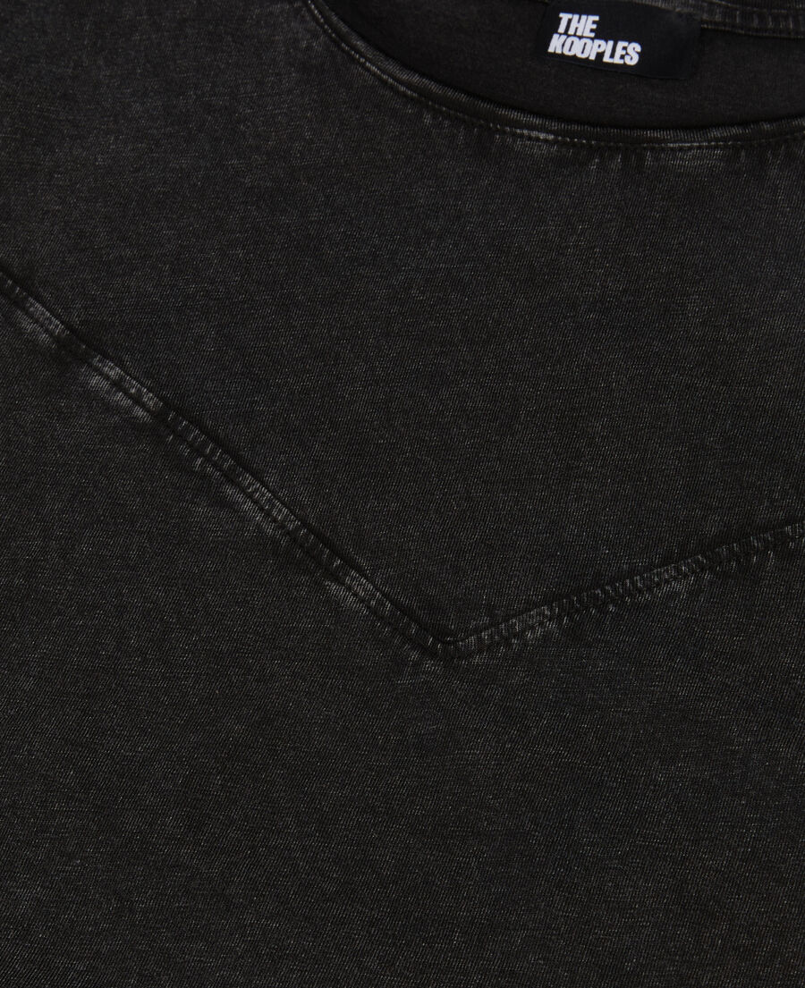 black t-shirt with lacing