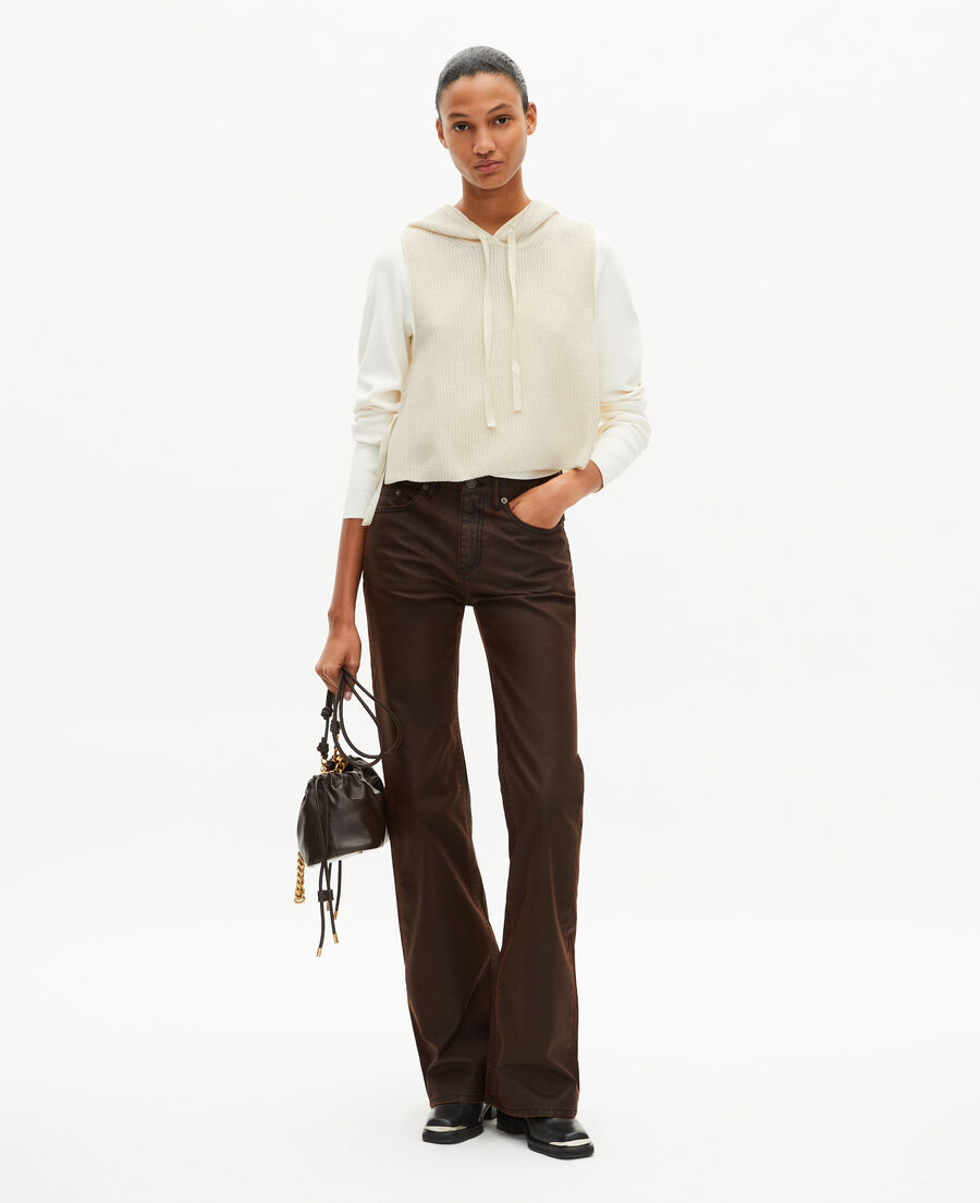 The Kooples FEMME ECRU pull sans manches en laine et coton écru