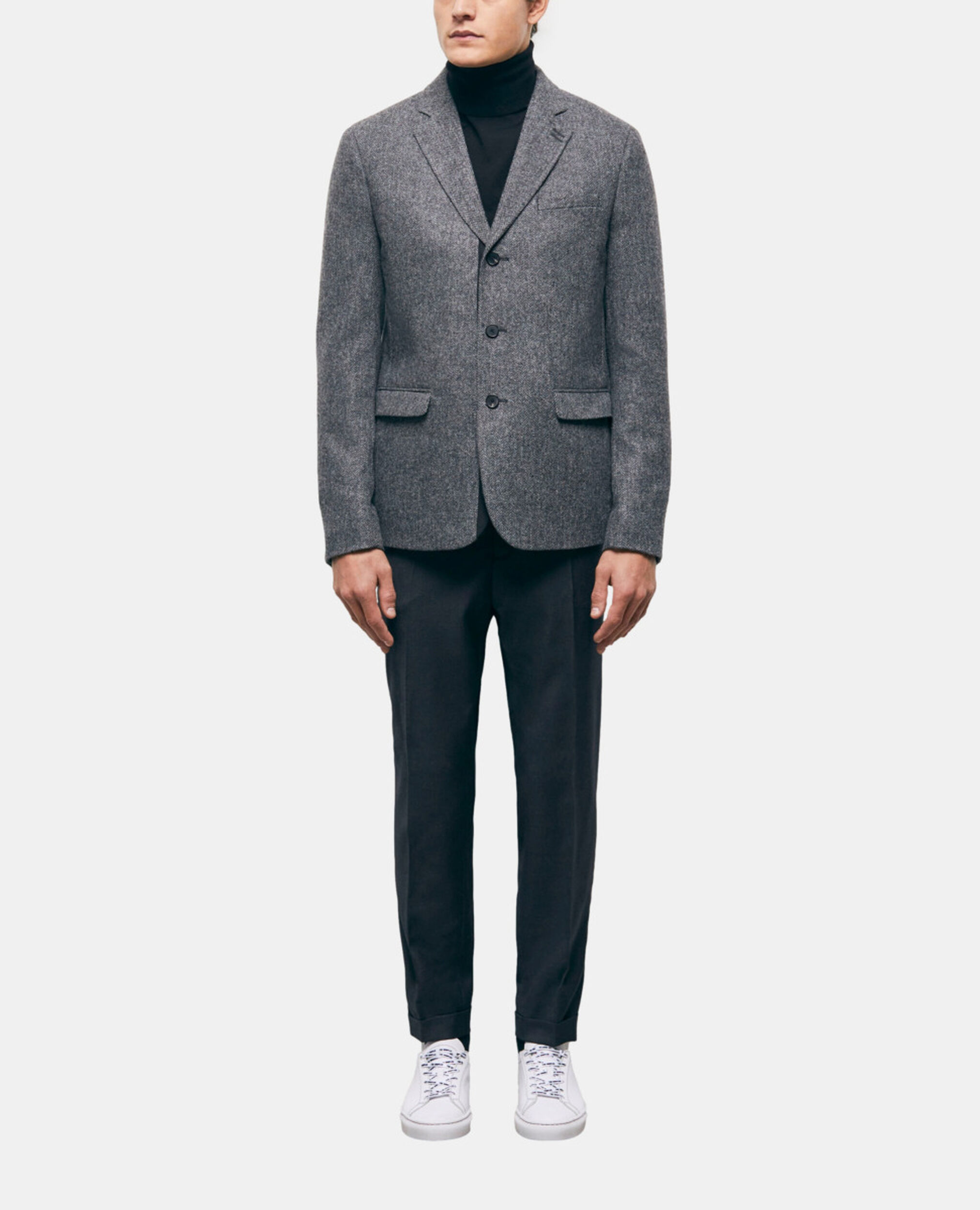 Gray patterned wool jacket, GREY, hi-res image number null