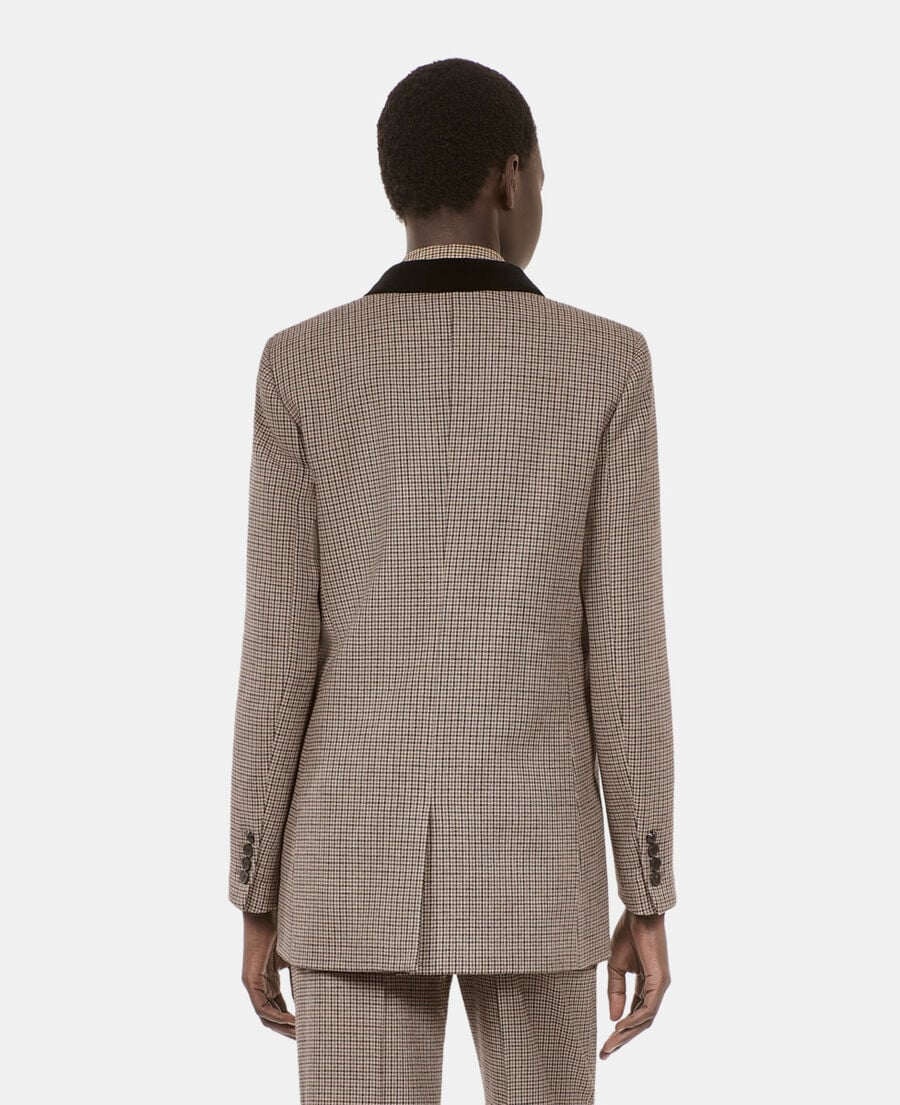 The Kooples F BEIGE-BROWN beige houndstooth suit jacket