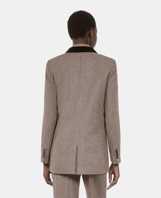 The Kooples F BEIGE-BROWN beige houndstooth suit jacket