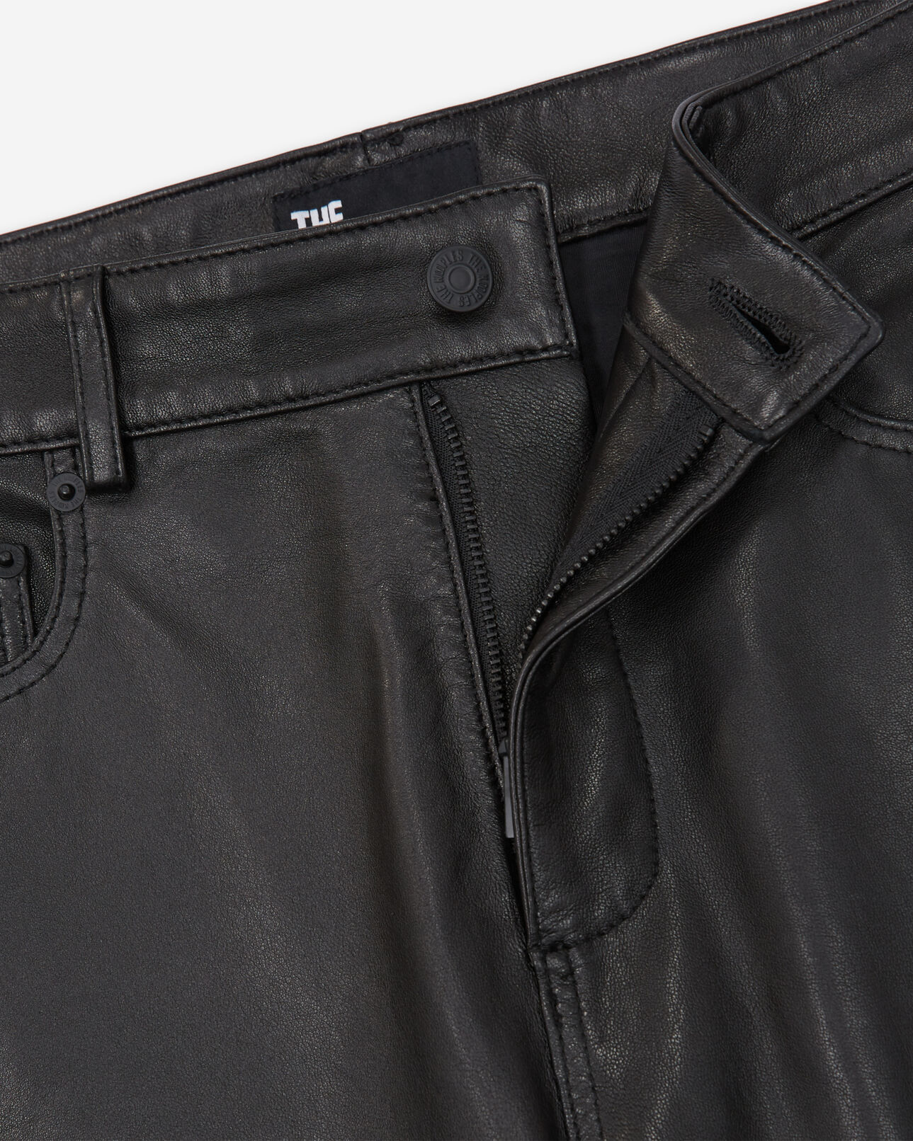 The Kooples MEN BLACK black leather slim-fit pants
