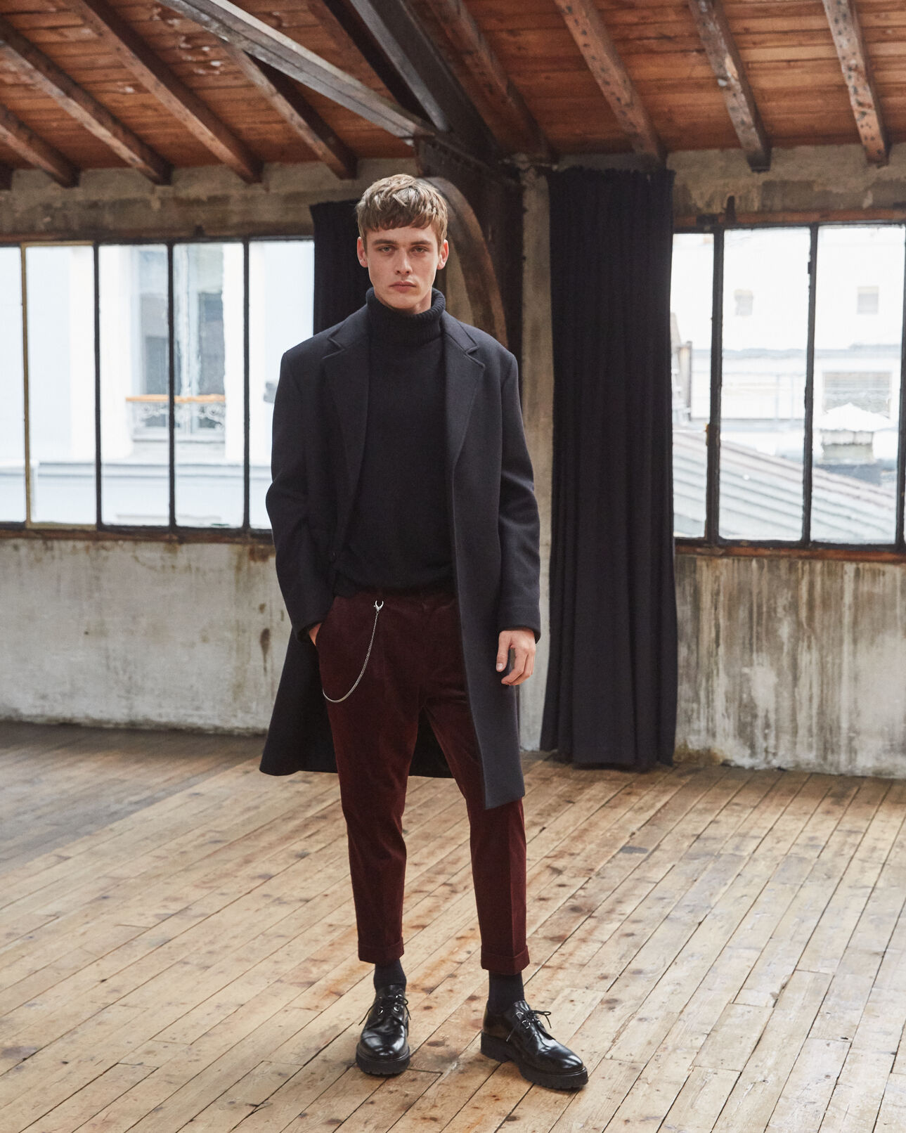 The Kooples HOMME BURGUNDY pantalon velours côtelé bordeaux