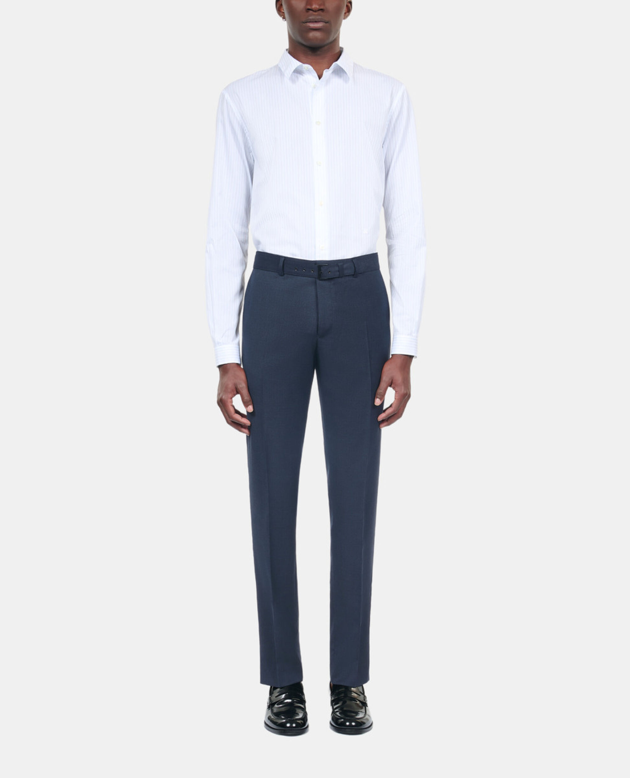 Navy blue wool suit trousers, NAVY, hi-res image number null