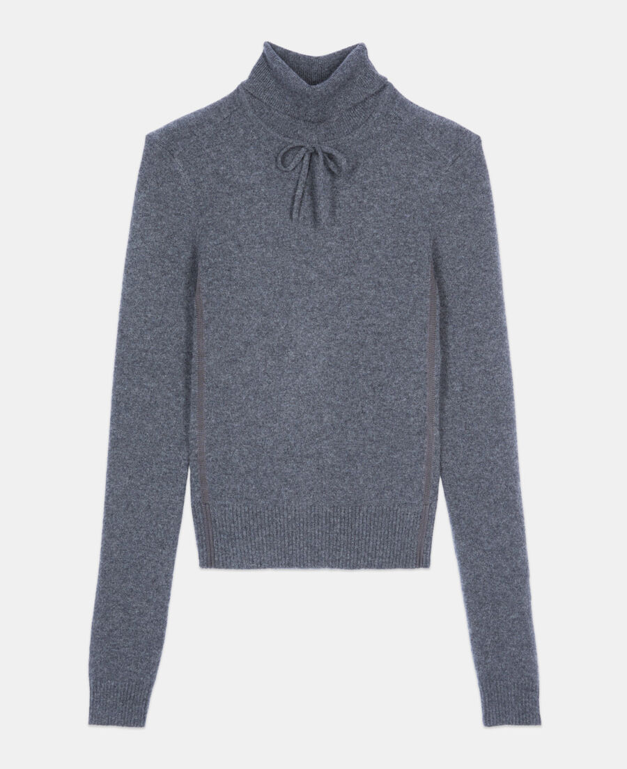 The Kooples WOMEN ANTHRACITE MELANGE grey cashmere sweater