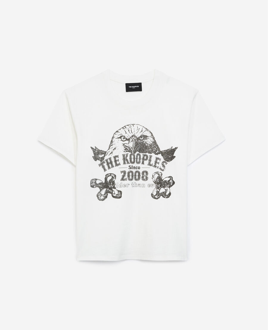 The Kooples Taille Grand Ou Petit T-shirt écru coton à sérigraphie | The Kooples