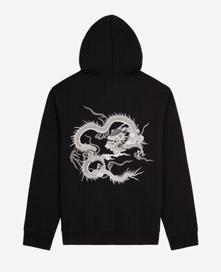 The Kooples HERREN BLACK schwarzes kapuzensweatshirt mit stickerei