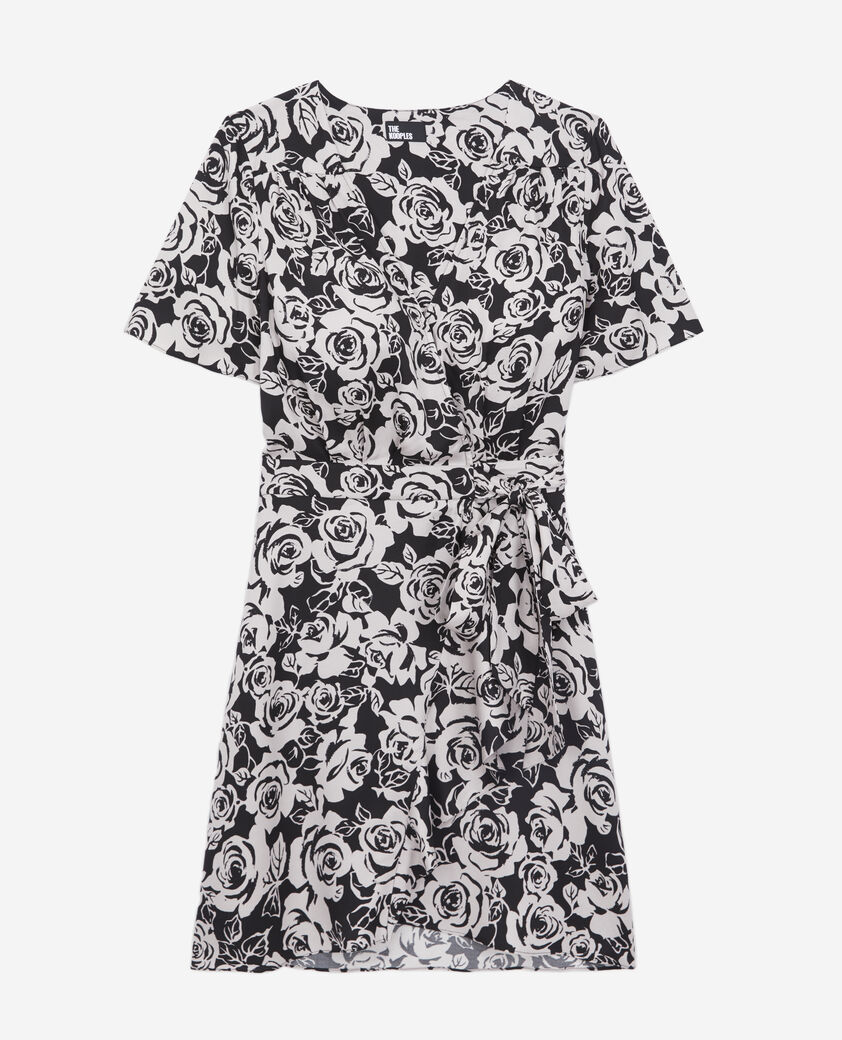 The Kooples WOMEN BLACK / PINK short printed wrap dress