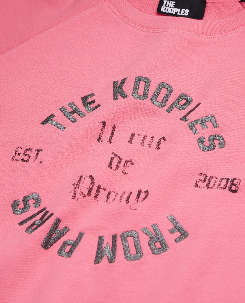 The Kooples WOMEN OLD PINK pink sweatshirt with 11 rue de prony serigraphy