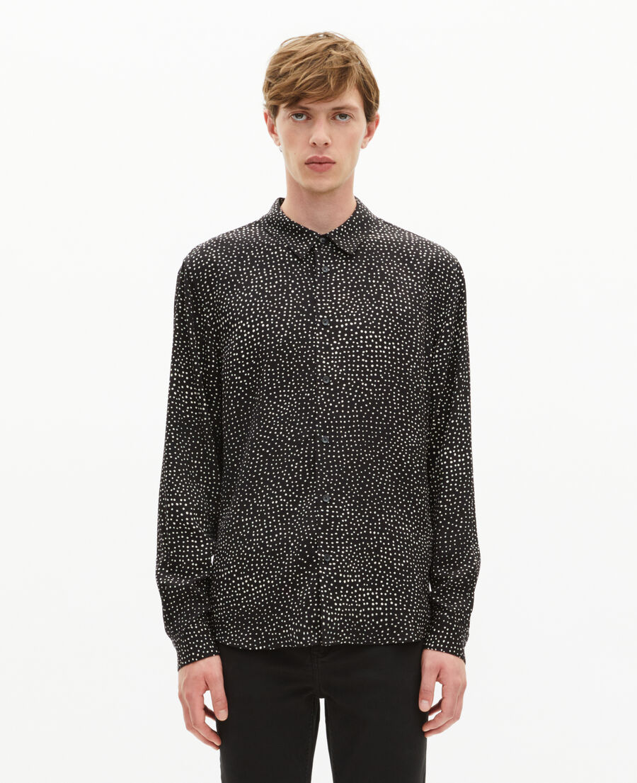 The Kooples H BLACK WHITE white and black micro dot print shirt