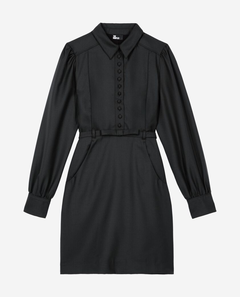 The Kooples WOMEN BLACK short black wool-blend dress