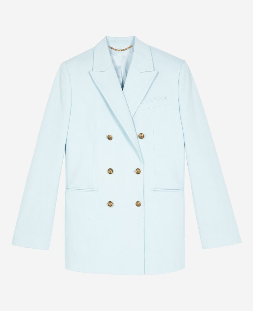 The Kooples WOMEN LIGHT BLUE blue cotton tailored jacket