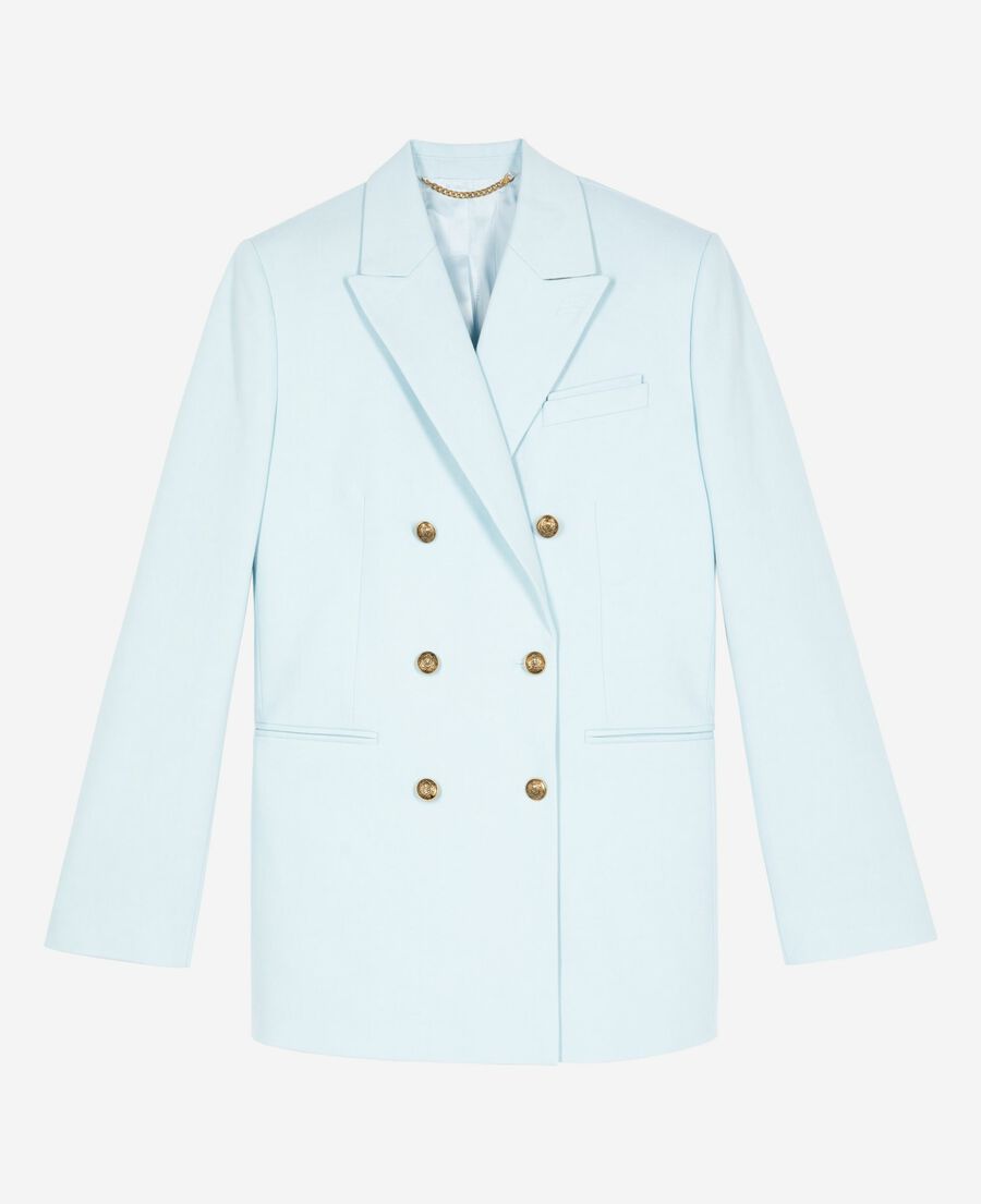 The Kooples WOMEN LIGHT BLUE blue cotton tailored jacket