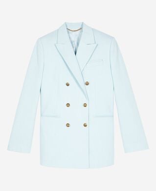 The Kooples WOMEN LIGHT BLUE blue cotton tailored jacket