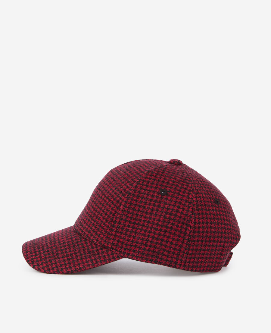 The Kooples F BLACK - RED wool houndstooth cap