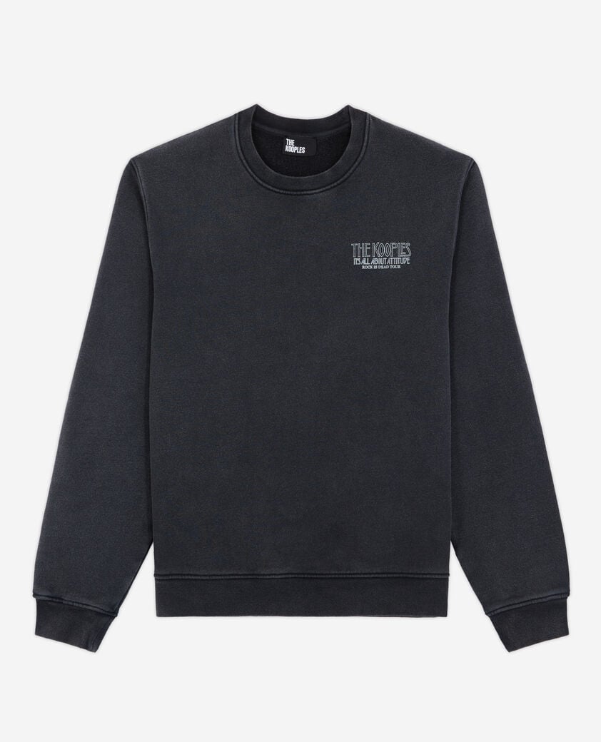The Kooples HERREN BLACK WASHED schwarzes sweatshirt mit print