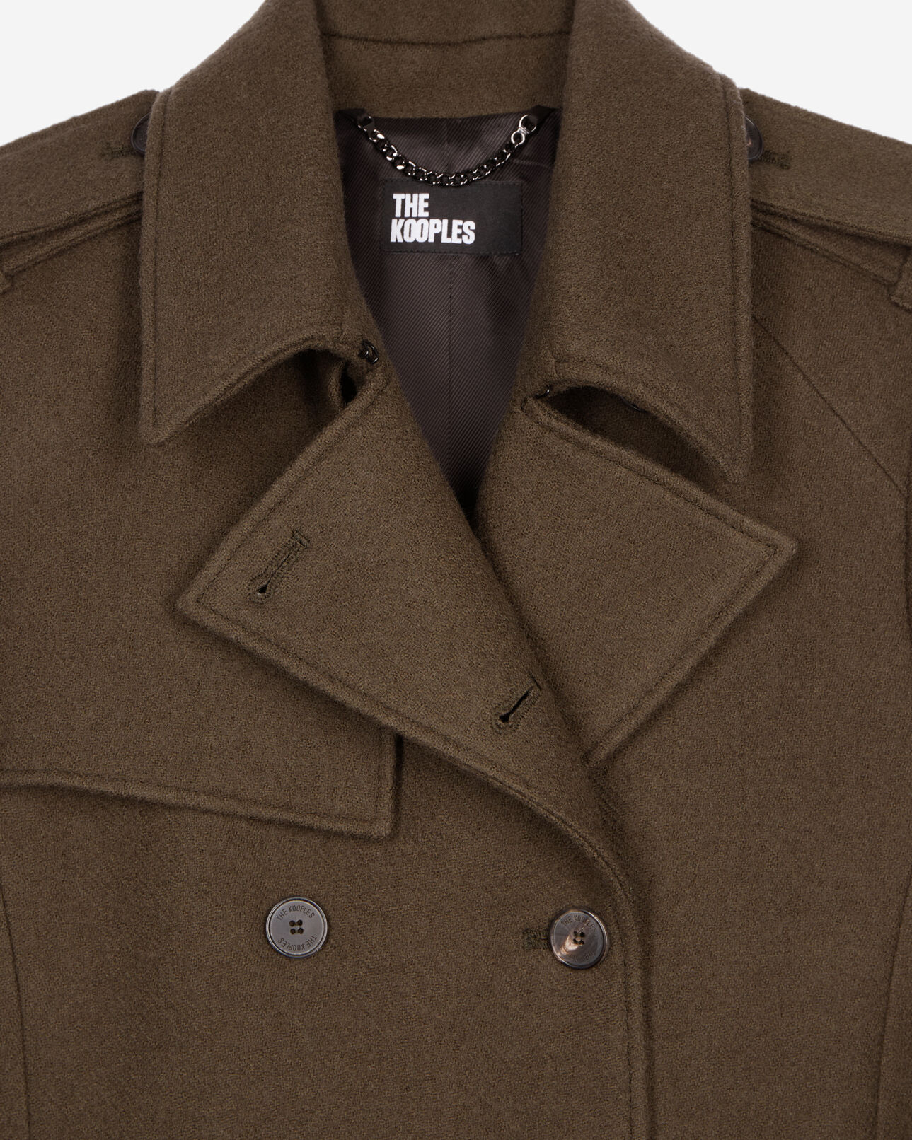 The Kooples FEMME KAKI manteau long en laine style trench kaki