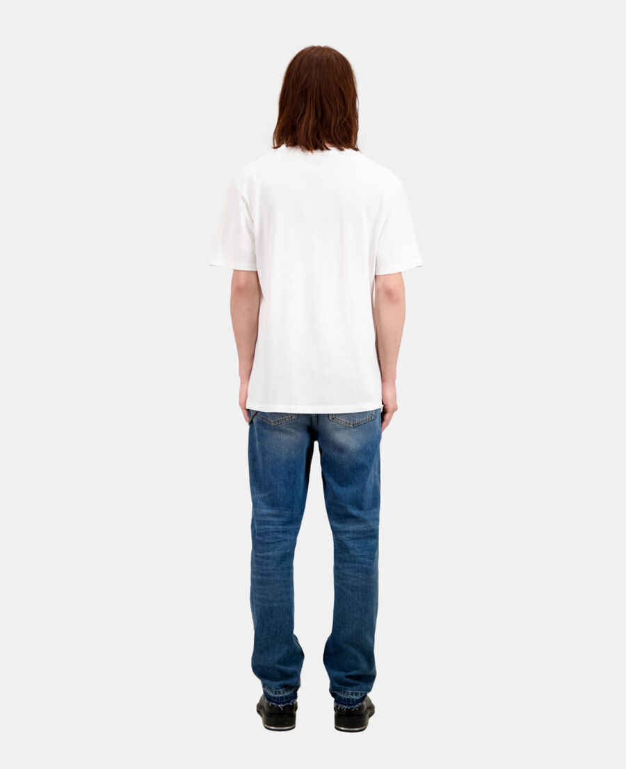 men's white t-shirt with vintage skull serigraphy