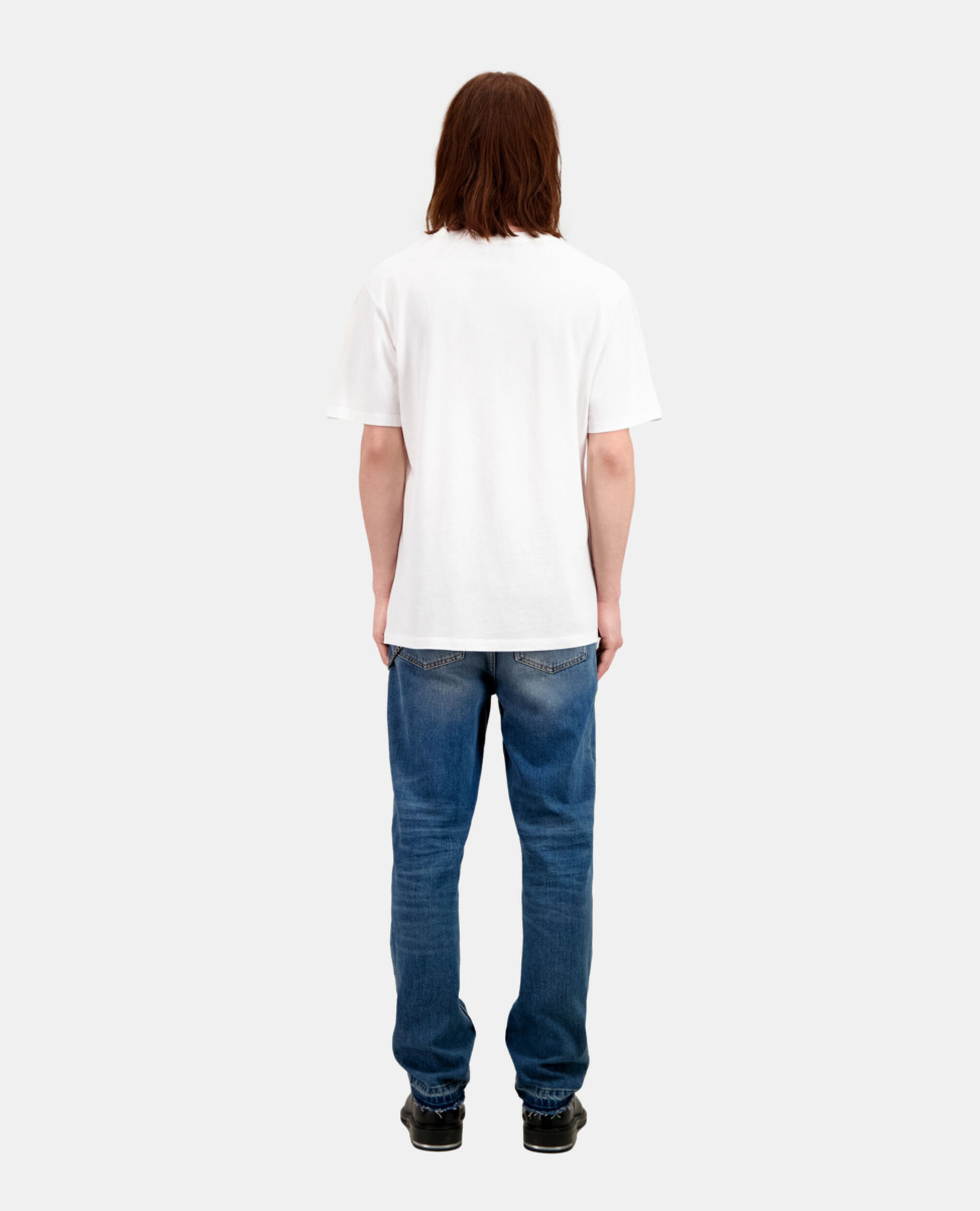Men's white t-shirt with vintage skull serigraphy, WHITE, hi-res image number null