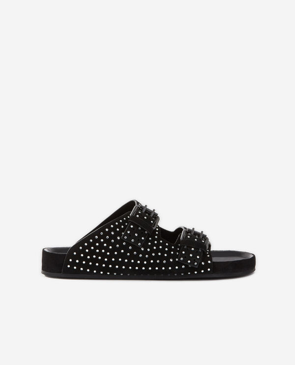 sandales à doubles brides et strass