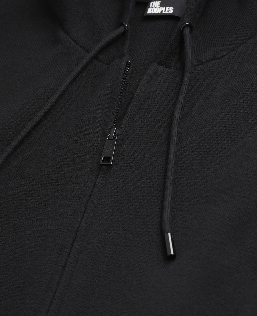 black wool blend hooded cardigan