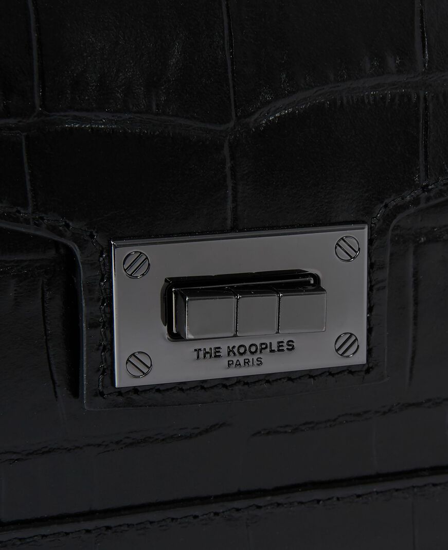 The Kooples F BLACK emily small crocodile-effect bag in black leather