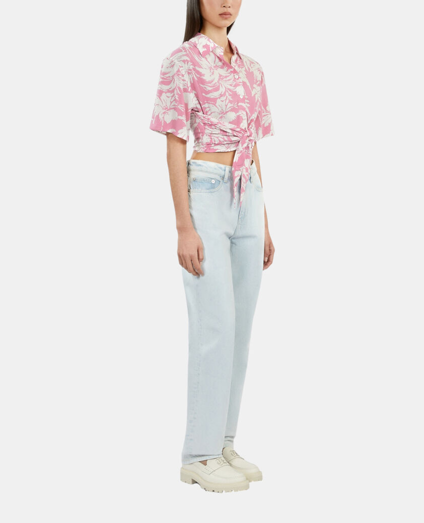 The Kooples WOMEN BLUE BLEACHED / NAVY faded light blue straight jeans