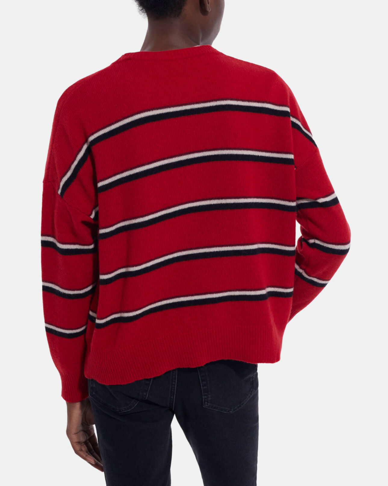 The Kooples FEMME RED-BLACK-WHITE pull en cachemire rouge