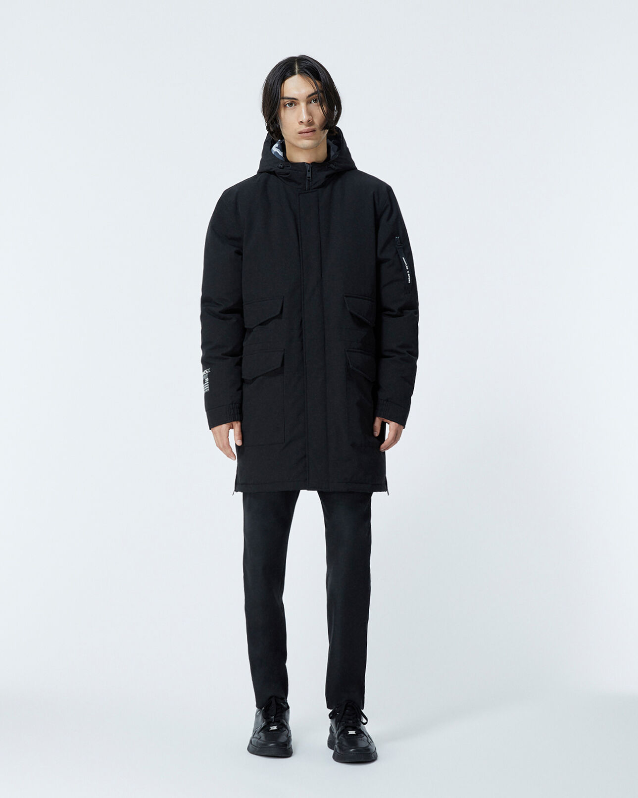 The Kooples HOMBRE BLACK parka algodón negra capucha forrada