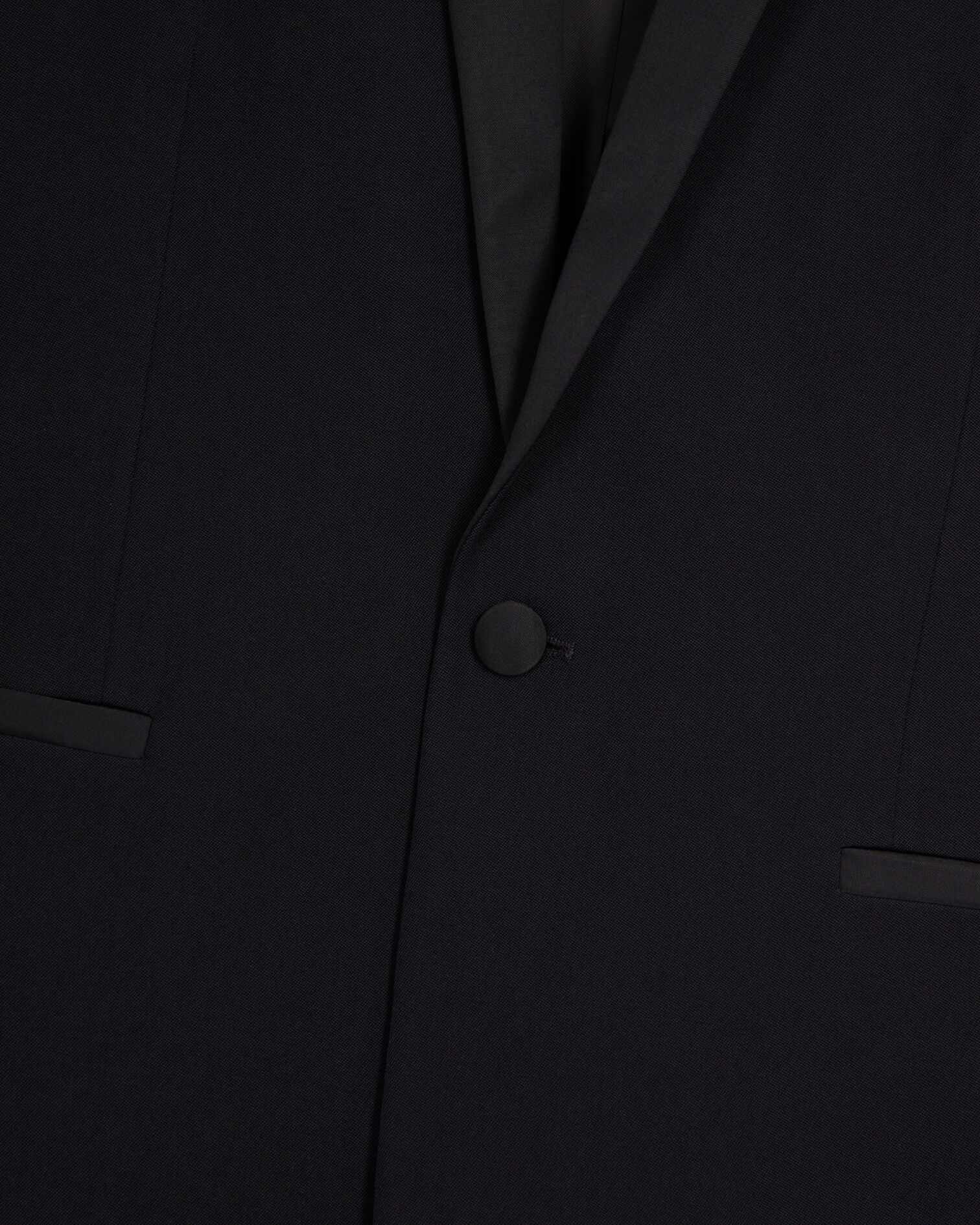 Veste de smoking avec détails en satin coupe ajustée noire, BLACK, hi-res image number null