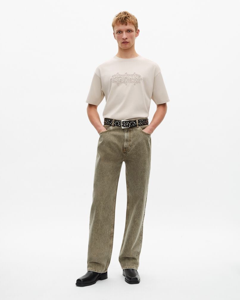 The Kooples HOMME BEIGE GREY t-shirt avec logo brodé beige
