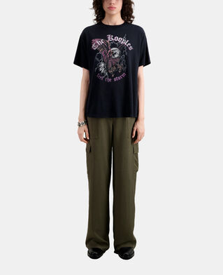 The Kooples F BLACK black t-shirt with feel the storm serigraphy