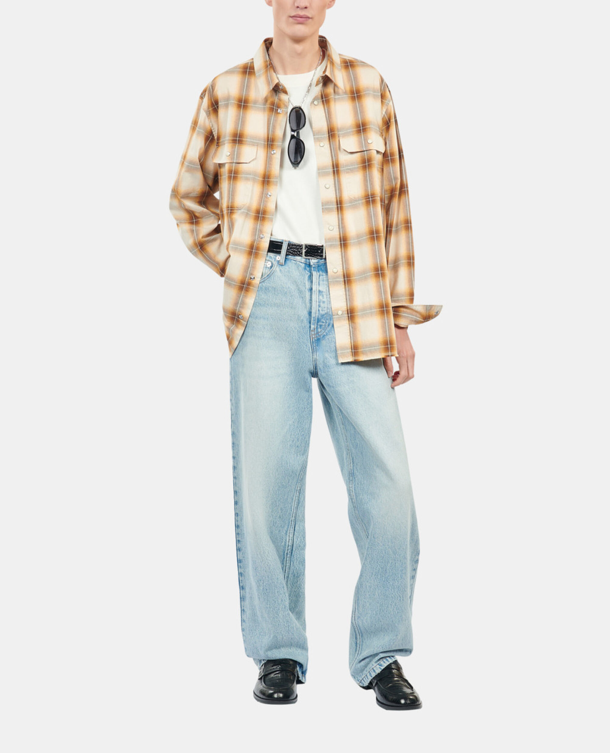 Checked shirt, BROWN-BEIGE, hi-res image number null