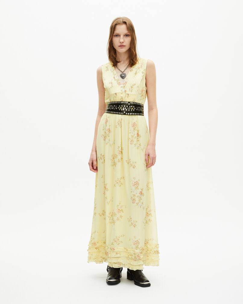 The Kooples WOMEN YELLOW long dress with yellow rose print