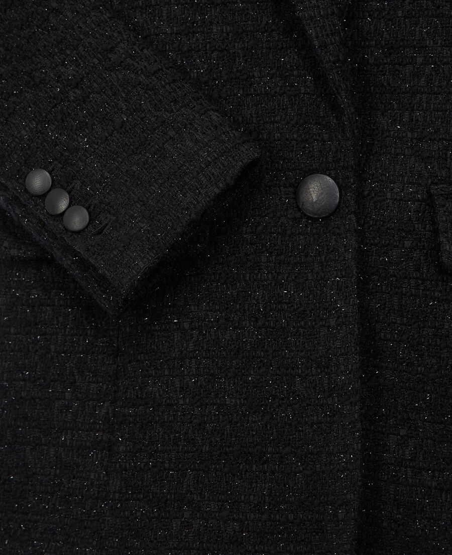 blazer tweed negro abotonado