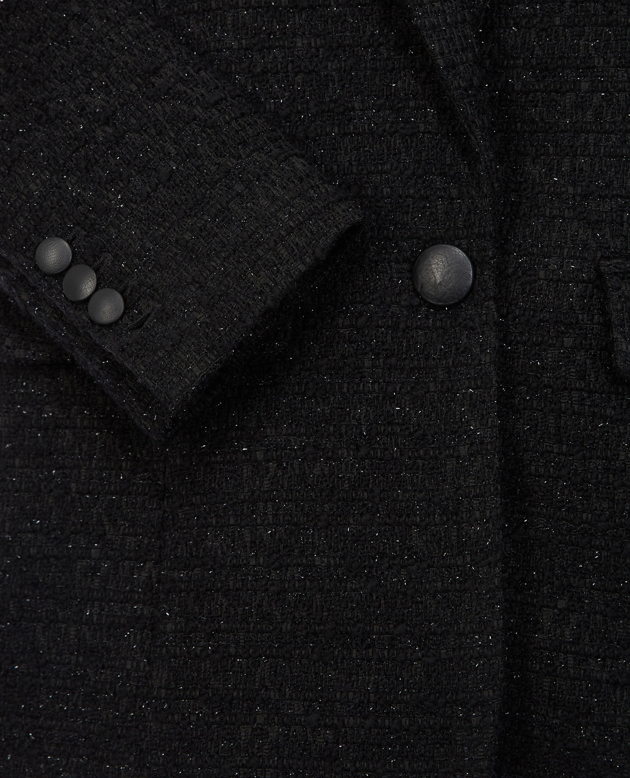 Schwarzer Tweed-Blazer mit Knopfverschluss, BLACK, hi-res image number null