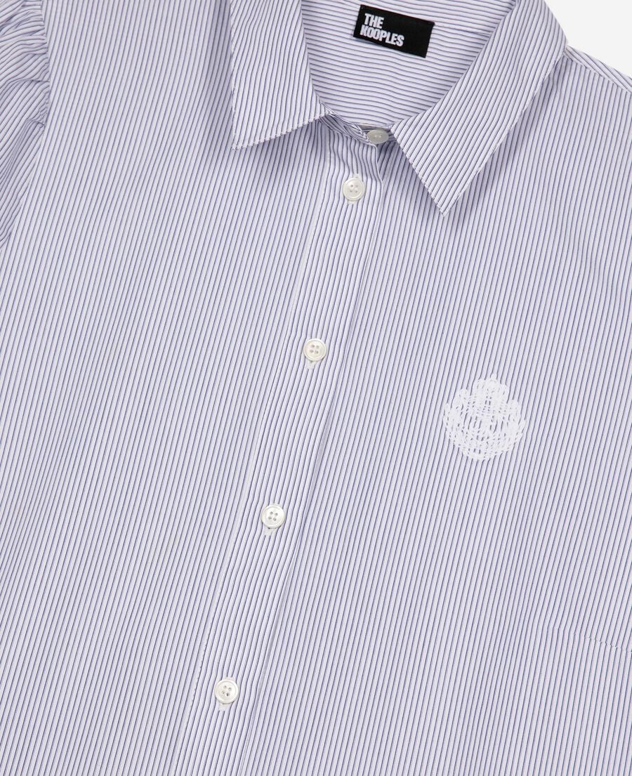 The Kooples F BLUE WHITE short blue striped shirt collar dress
