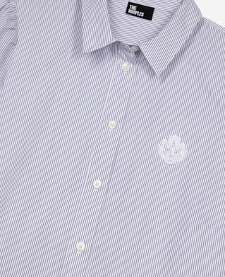 The Kooples F BLUE WHITE short blue striped shirt collar dress