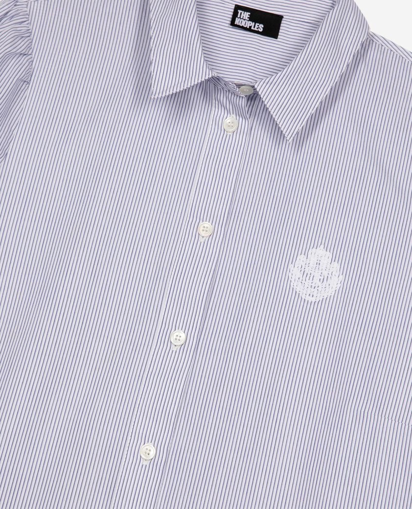 The Kooples WOMEN BLUE WHITE short blue striped shirt collar dress