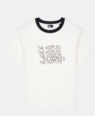 The Kooples DAMEN ECRU ecrufarbenes t-shirt mit tk waves-siebdruck