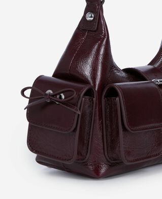The Kooples FEMME BORDEAUX sac amelia small en cuir craquelé bordeaux