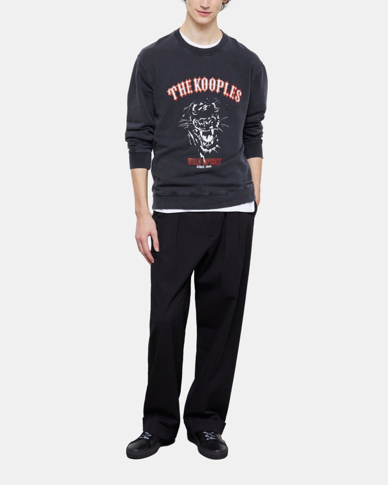 The Kooples MEN BLACK WASHED black screen print sweatshirt